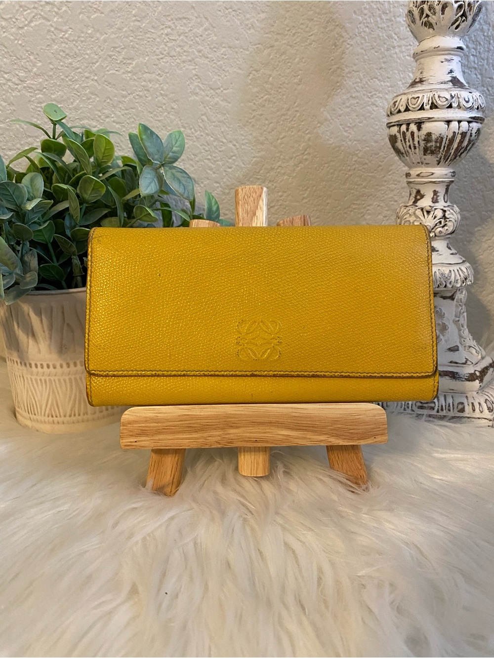 Loewe Yellow Leather Long Snap Wallet